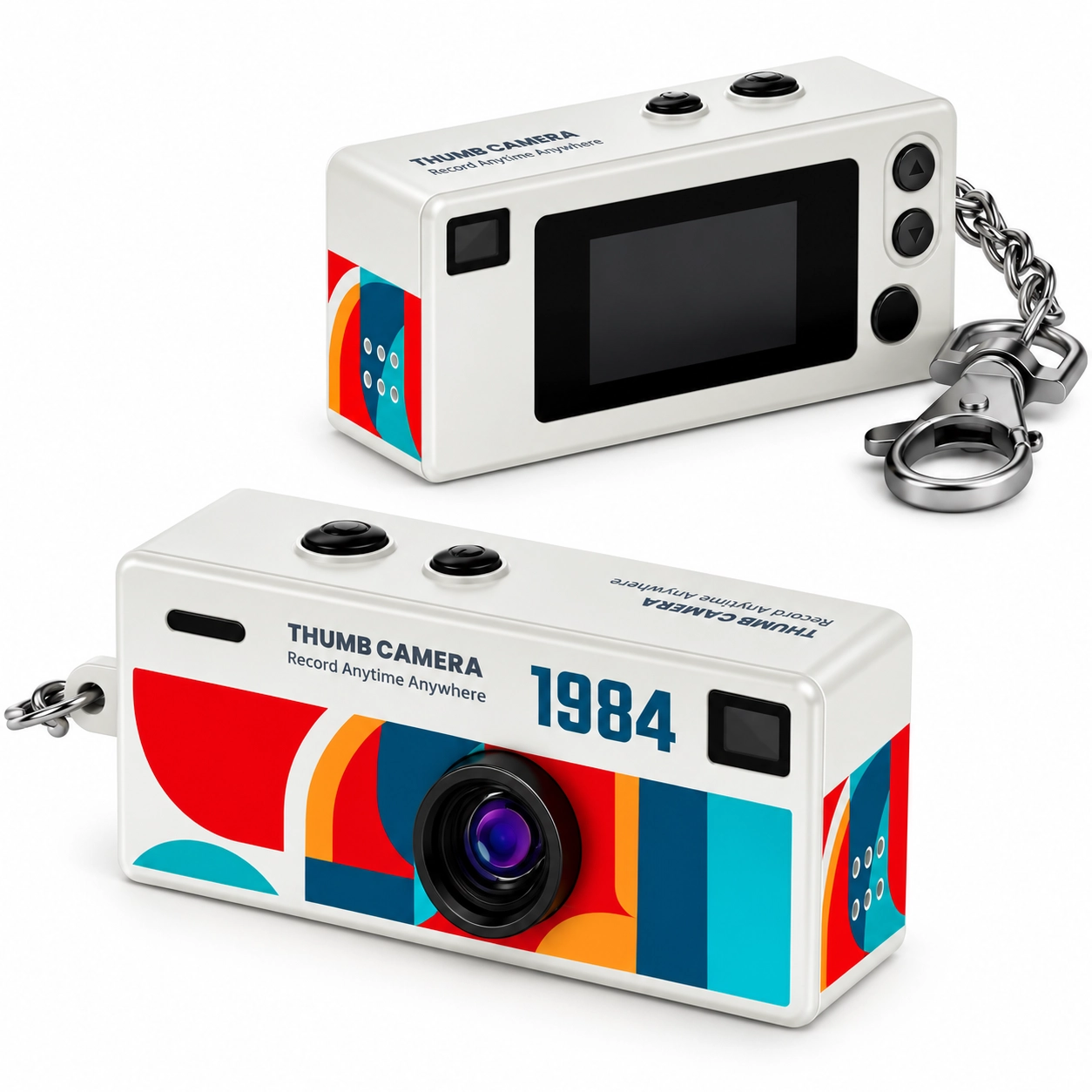 Swiss+Go Mini Cámara Compacta Digital Llavero Blanca