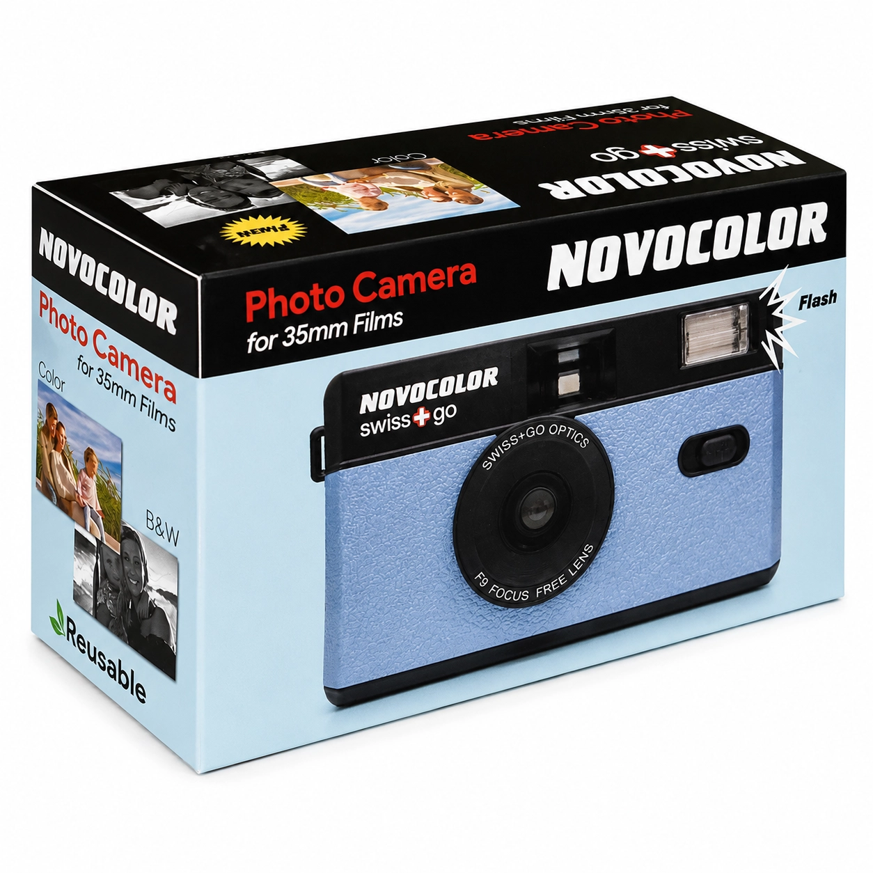Swiss+Go Novocolor Cámara Analógica 35mm Azul/Negra - Imagen 2