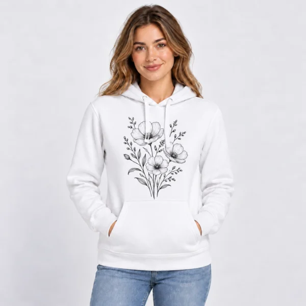 Sudadera blanca mujer con capucha
